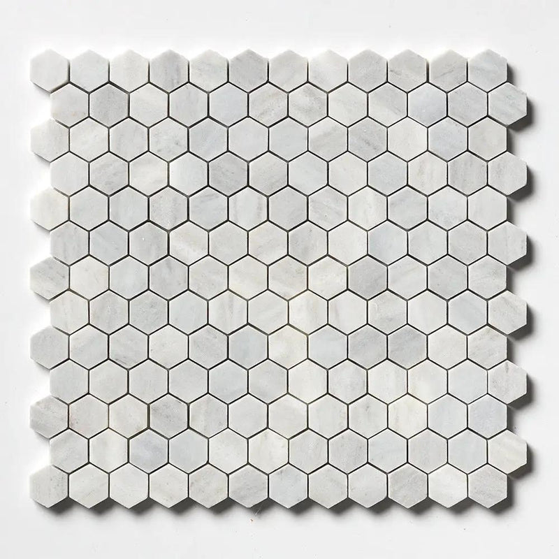 Carrara T Honed Hexagon 1x1 Marble Mosaics 11 1/2x12 1/4