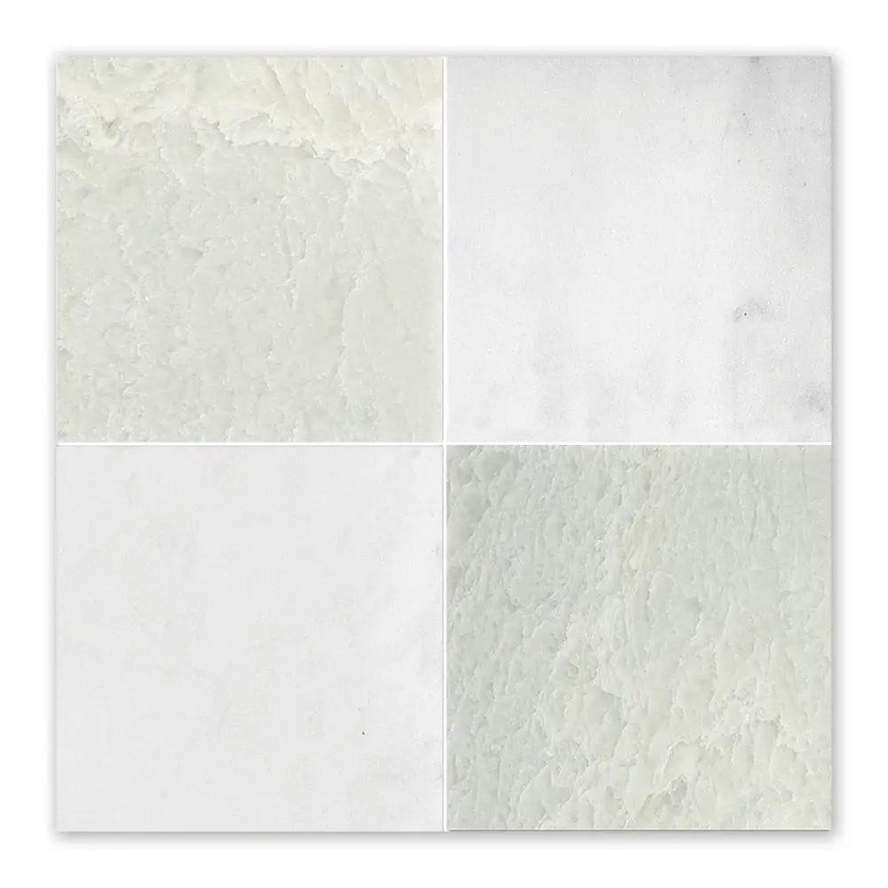 Carrara T, Ming Green Polished Checkerboard Marble Tiles 12x24
