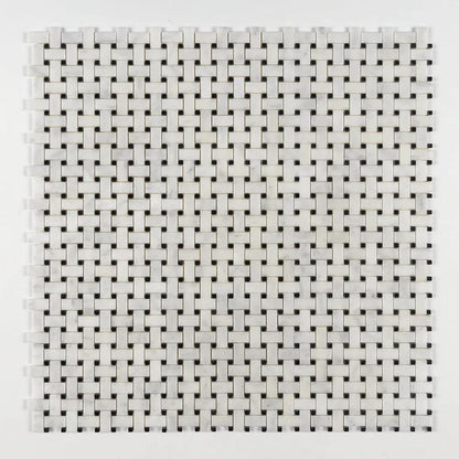 Carrara T Polished Basket Weave Marble Mosaics 12x12
