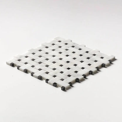Carrara T Polished Basket Weave Marble Mosaics 12x12