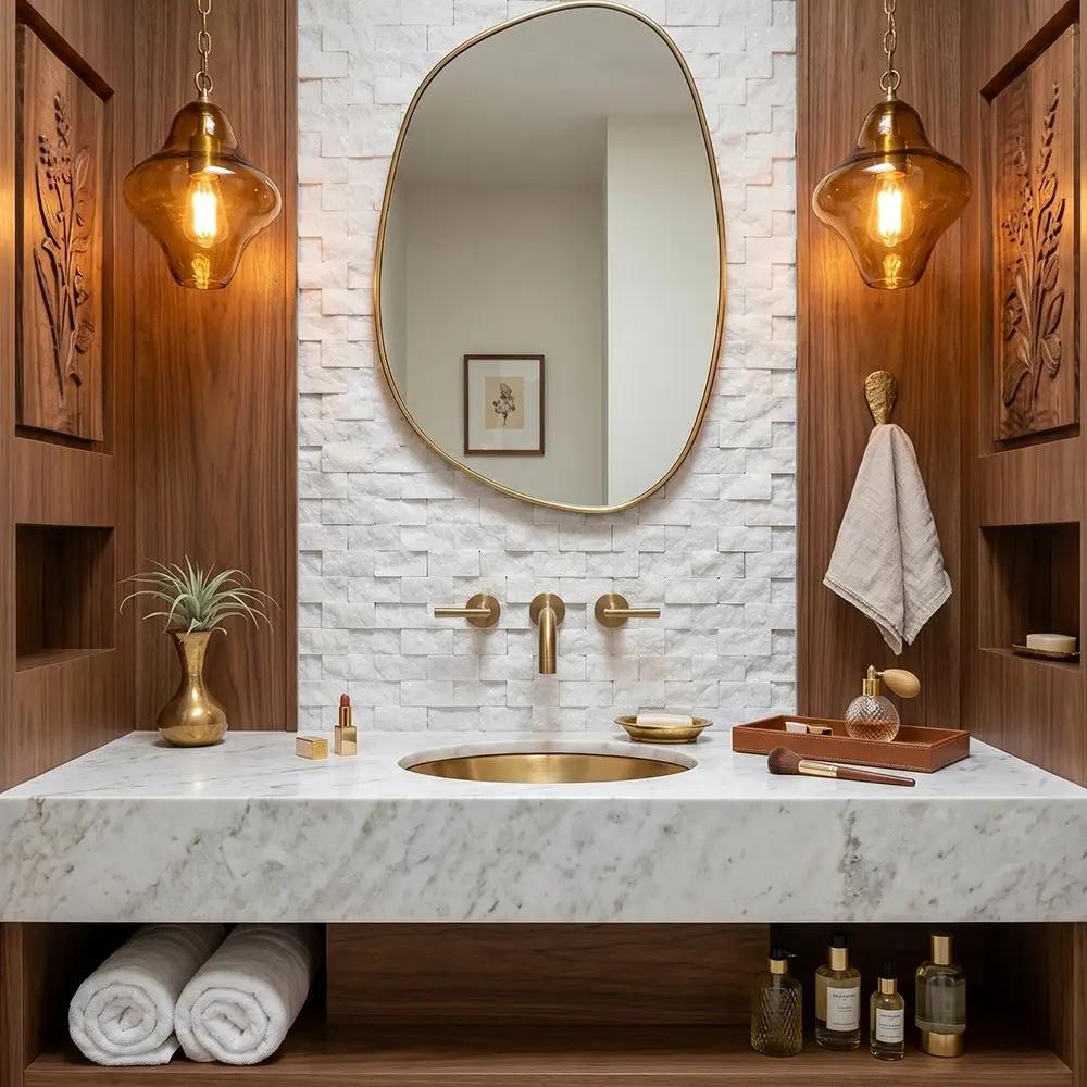 Carrara T Rock Face 1x2 Marble Mosaics 12 5/8x12 5/8