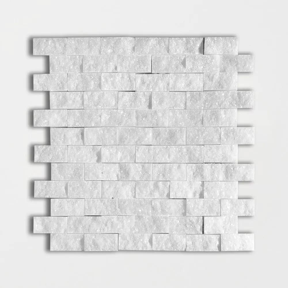 Carrara T Rock Face 1x2 Marble Mosaics 12 5/8x12 5/8