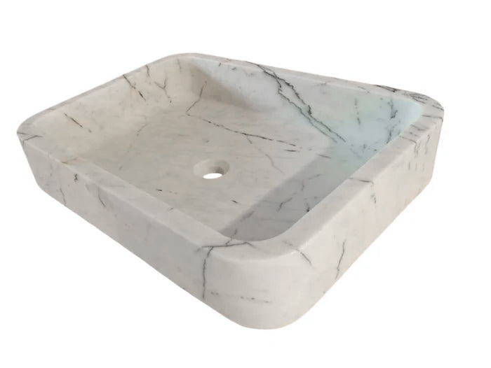 Carrara White Marble Above Vanity Bathroom Sink (W)16" (L)24" (H)5"