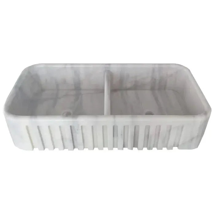 Carrara Marble Apron Front Kitchen Sink 18 X 36 Double Bowl