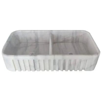 Carrara Marble Apron Front Kitchen Sink 18 X 36 Double Bowl