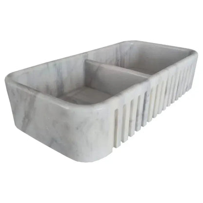 Carrara Marble Apron Front Kitchen Sink 18 X 36 Double Bowl