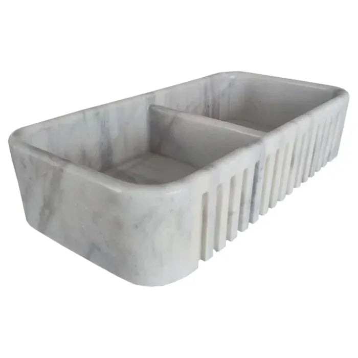 Carrara Marble Apron Front Kitchen Sink 18 X 36 Double Bowl