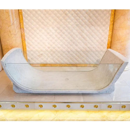 Carrara White Marble Bathtub Polished Tempered Glass Walls 32x79
