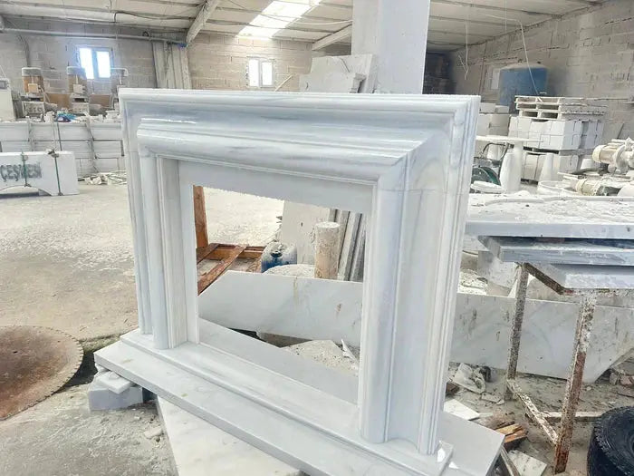 Carrara White Marble Hand-carved Fireplace - Polished 14x67x69