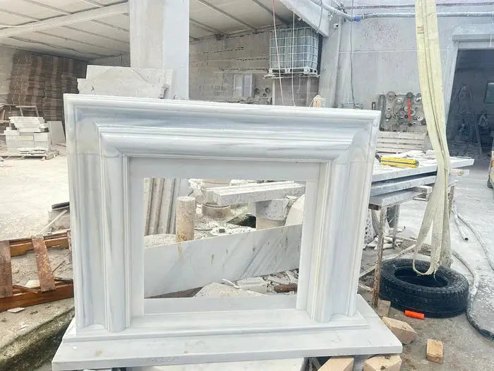 Carrara White Marble Hand-carved Fireplace - Polished 14x67x69
