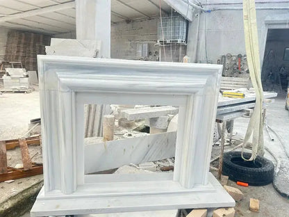 Carrara White Marble Hand-carved Fireplace - Polished 14x67x69