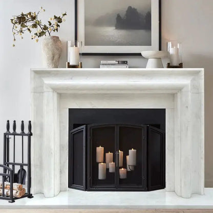 Carrara White Marble Hand-carved Fireplace - Polished 14x67x69