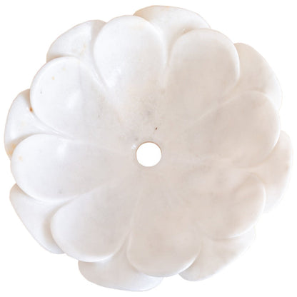 Carrara White Marble Flower Shaped Polished Vessel Sink - 17in