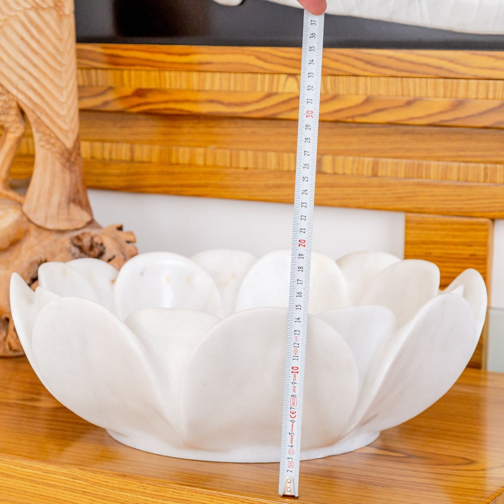 Carrara White Marble Flower Shaped Polished Vessel Sink - 17in