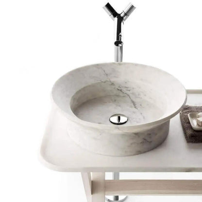 GMStone 20 Round Black And White Vein Marble Vessel Sink