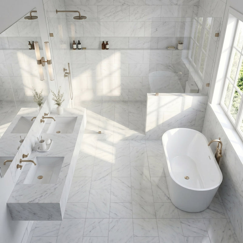 Turkish Carrara White Marble Tile Polished