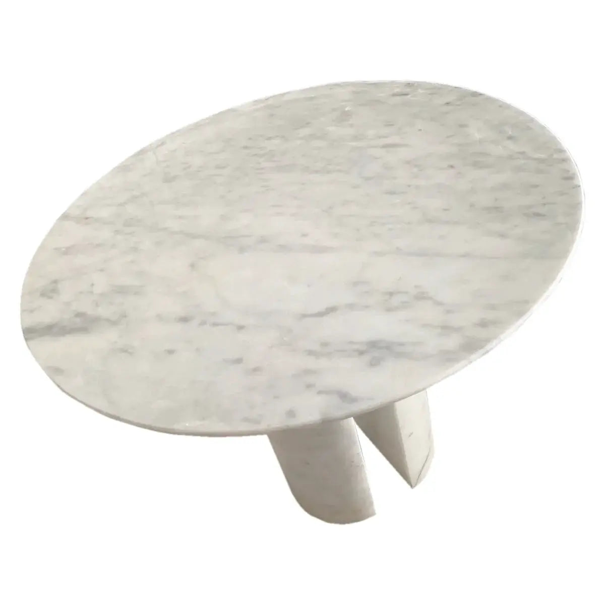Carrara White Marble Round Dining Table with Marble Legs Polished 48 Inch Diameter