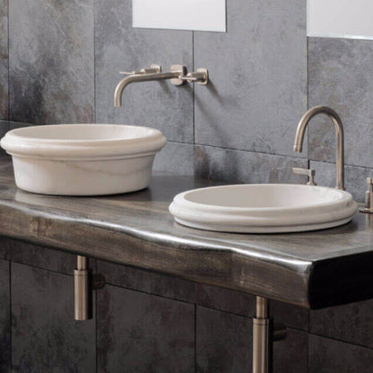 Carrara White Marble Waterfall Drop-in Sink Polished 17 inch