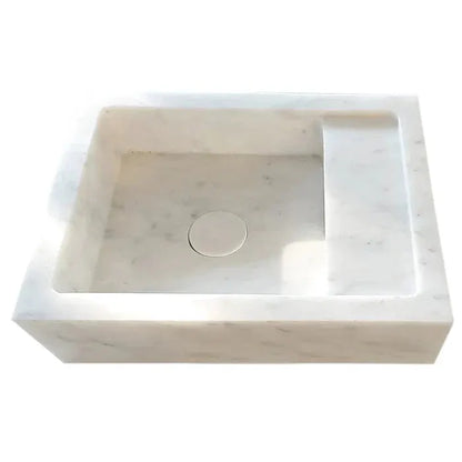 White Marble Wall Mount Bathroom Sink 14x18 Handcrafted Rectangle