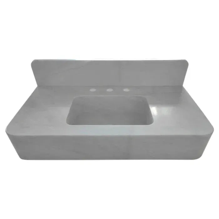 Carrara White Natural Stone Wall Mount Bathroom Sink With Backsplash 18X36