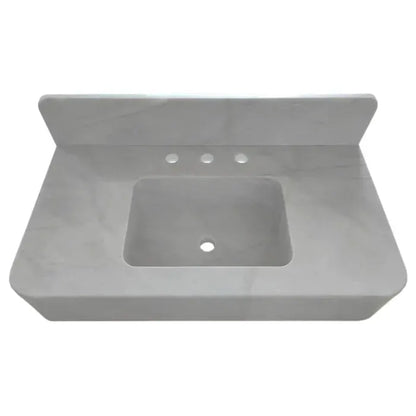 Carrara White Natural Stone Wall Mount Bathroom Sink With Backsplash 18X36