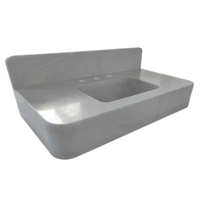 Carrara White Natural Stone Wall Mount Bathroom Sink With Backsplash 18X36