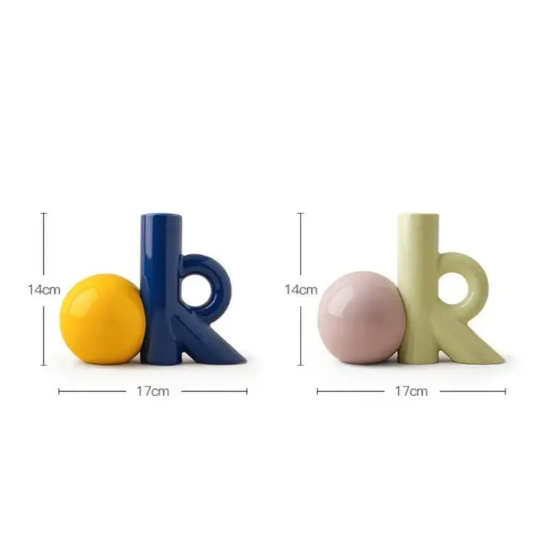 Cartoon abstract ceramic vase blue & white letter k living room decor