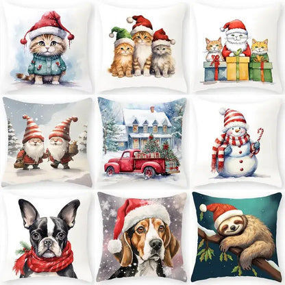 Cartoon animal christmas pillowcase set of 9 living room decor