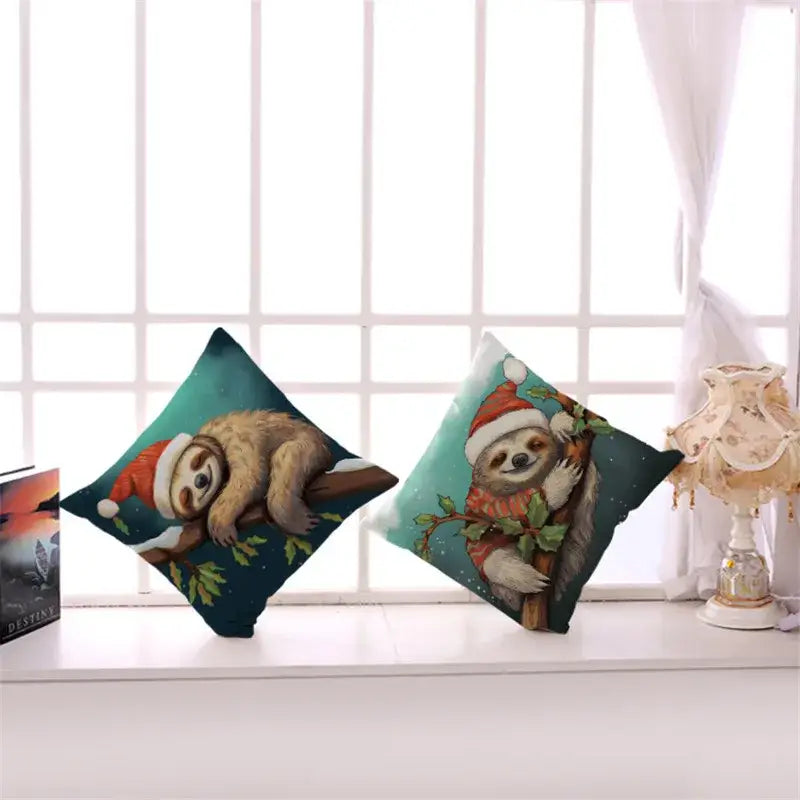 Cartoon animal christmas pillowcase set of 9 living room decor