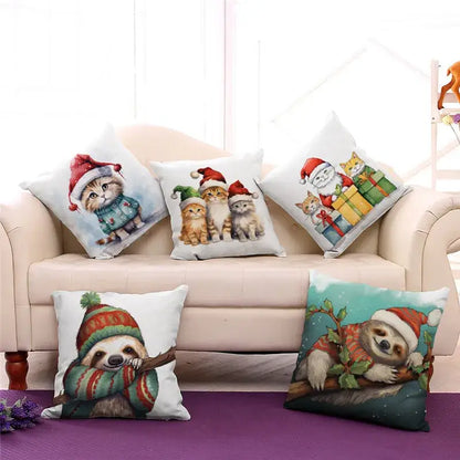 Cartoon animal christmas pillowcase set of 9 living room decor