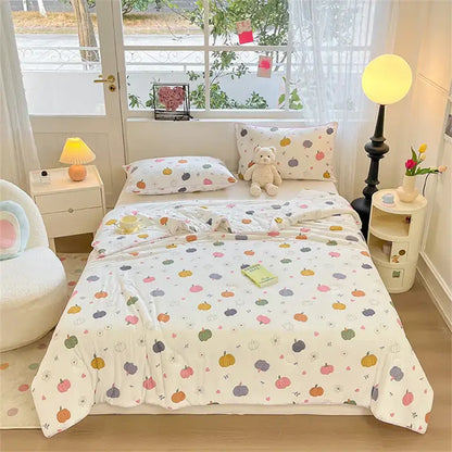 Cartoon animal cream kids summer quilt bedroom soft knitted comforter