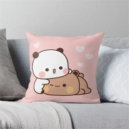 Cartoon animal printed pillowcase white & pink bedroom cushion cover