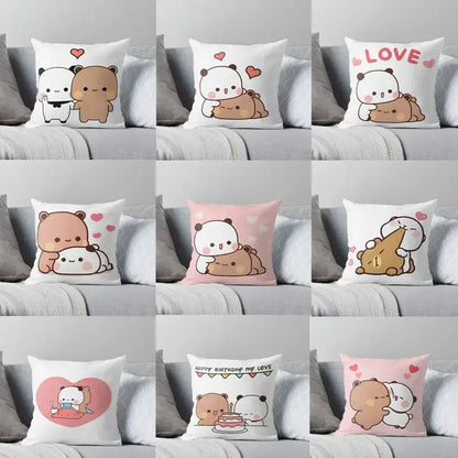 Cartoon animal printed pillowcase white & pink bedroom cushion cover