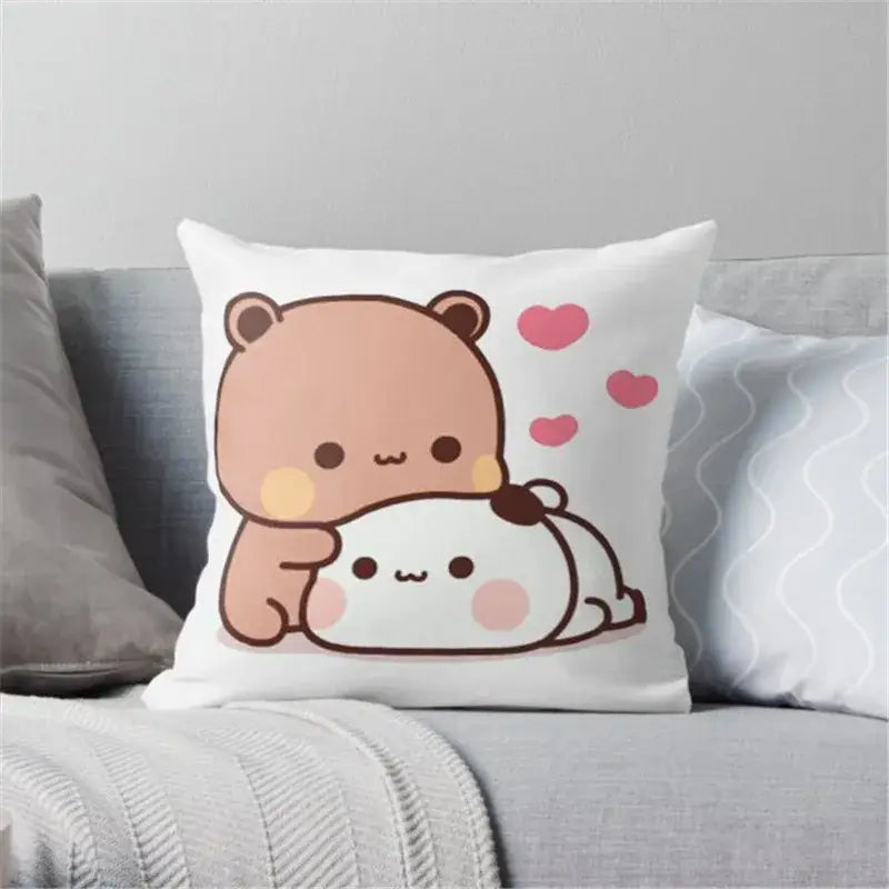 Cartoon animal printed pillowcase white & pink bedroom cushion cover