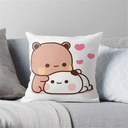 Cartoon animal printed pillowcase white & pink bedroom cushion cover