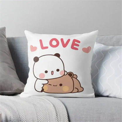 Cartoon animal printed pillowcase white & pink bedroom cushion cover