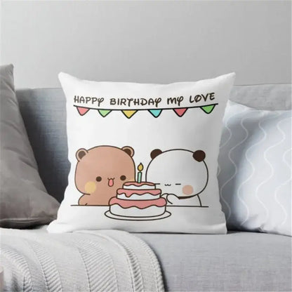 Cartoon animal printed pillowcase white & pink bedroom cushion cover