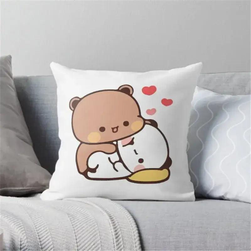 Cartoon animal printed pillowcase white & pink bedroom cushion cover