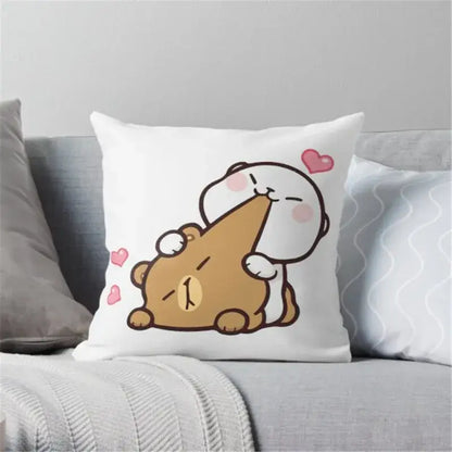 Cartoon animal printed pillowcase white & pink bedroom cushion cover
