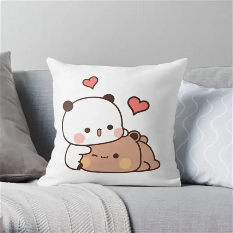 Cartoon animal printed pillowcase white & pink bedroom cushion cover