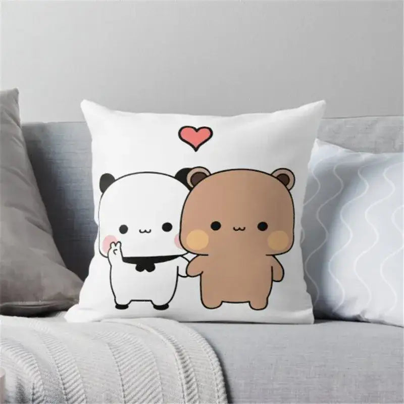 Cartoon animal printed pillowcase white & pink bedroom cushion cover