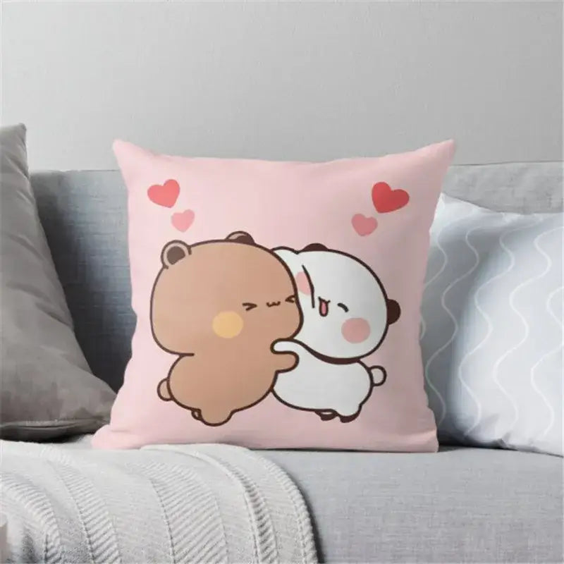 Cartoon animal printed pillowcase white & pink bedroom cushion cover