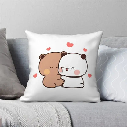 Cartoon animal printed pillowcase white & pink bedroom cushion cover