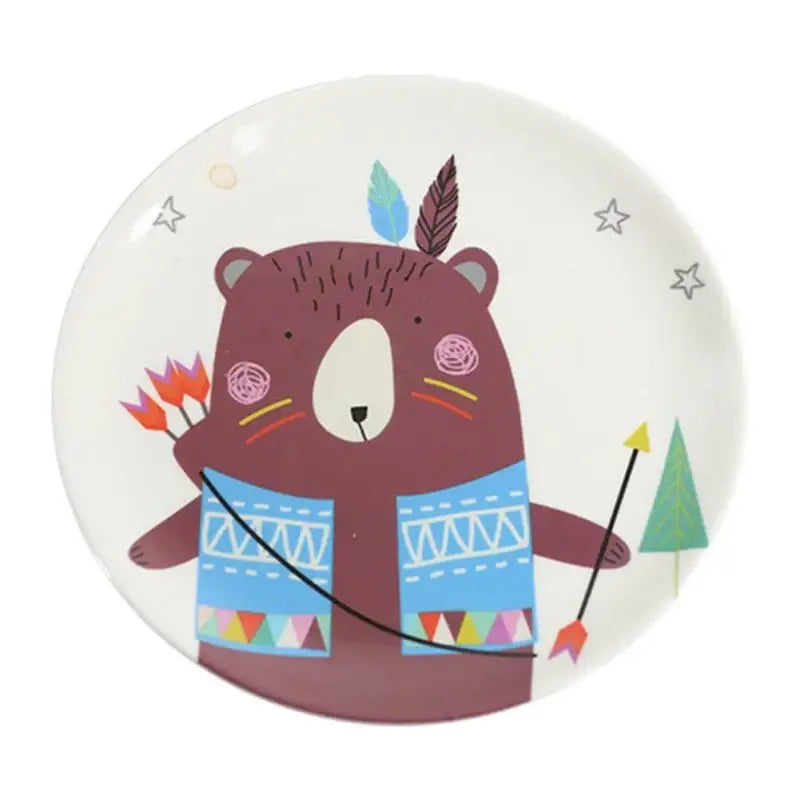 Cartoon animal white snack plate set dining room bone snack plate