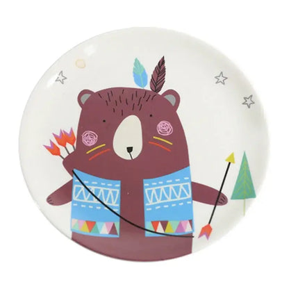 Cartoon animal white snack plate set dining room bone snack plate