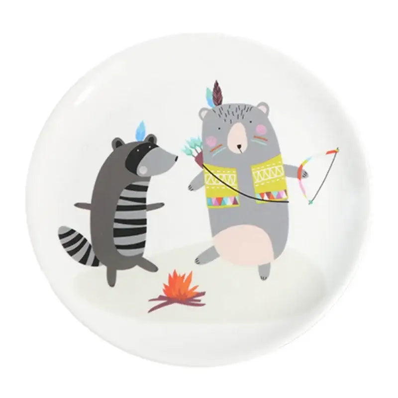 Cartoon animal white snack plate set dining room bone snack plate