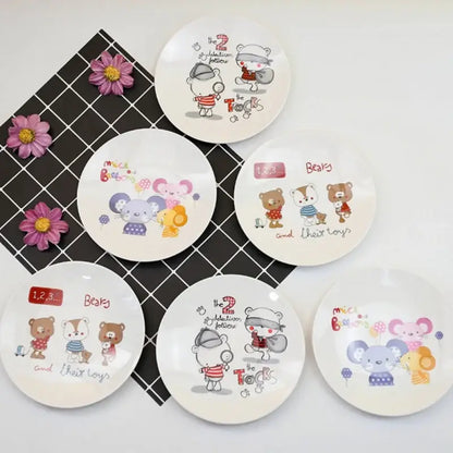 Cartoon animal white snack plate set dining room bone snack plate
