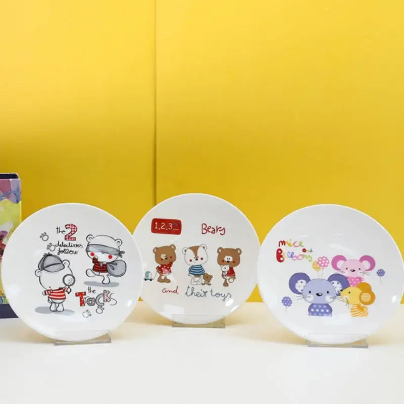 Cartoon animal white snack plate set dining room bone snack plate