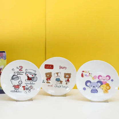 Cartoon animal white snack plate set dining room bone snack plate