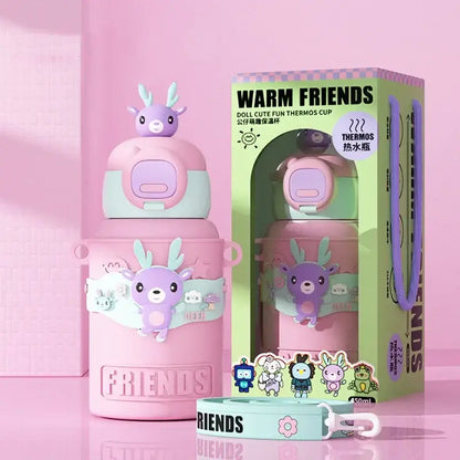 Cartoon animals insulated stainless steel mug for kitchen kids